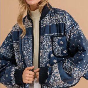 Brand new with tags Paisley Quilted Zip Up Crop Jacket.